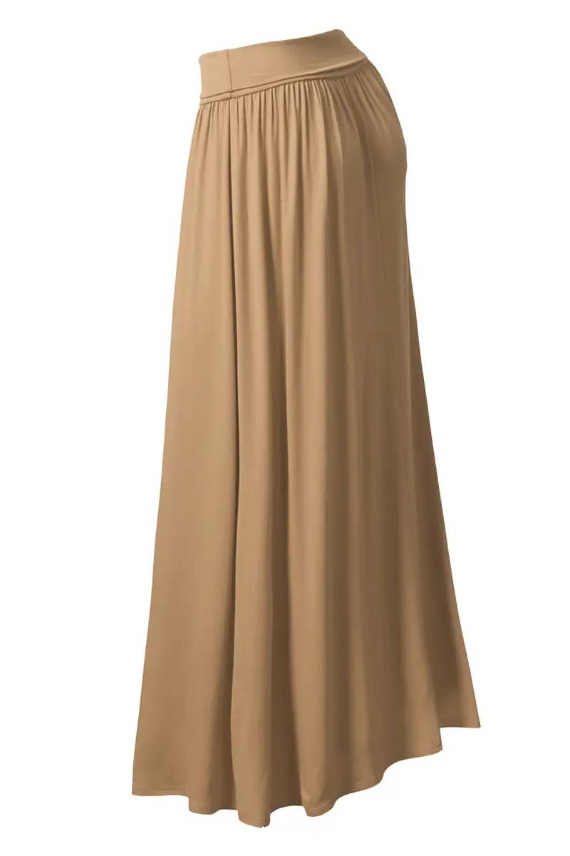 High Waist Pleated Elastic Maxi Skirt Women