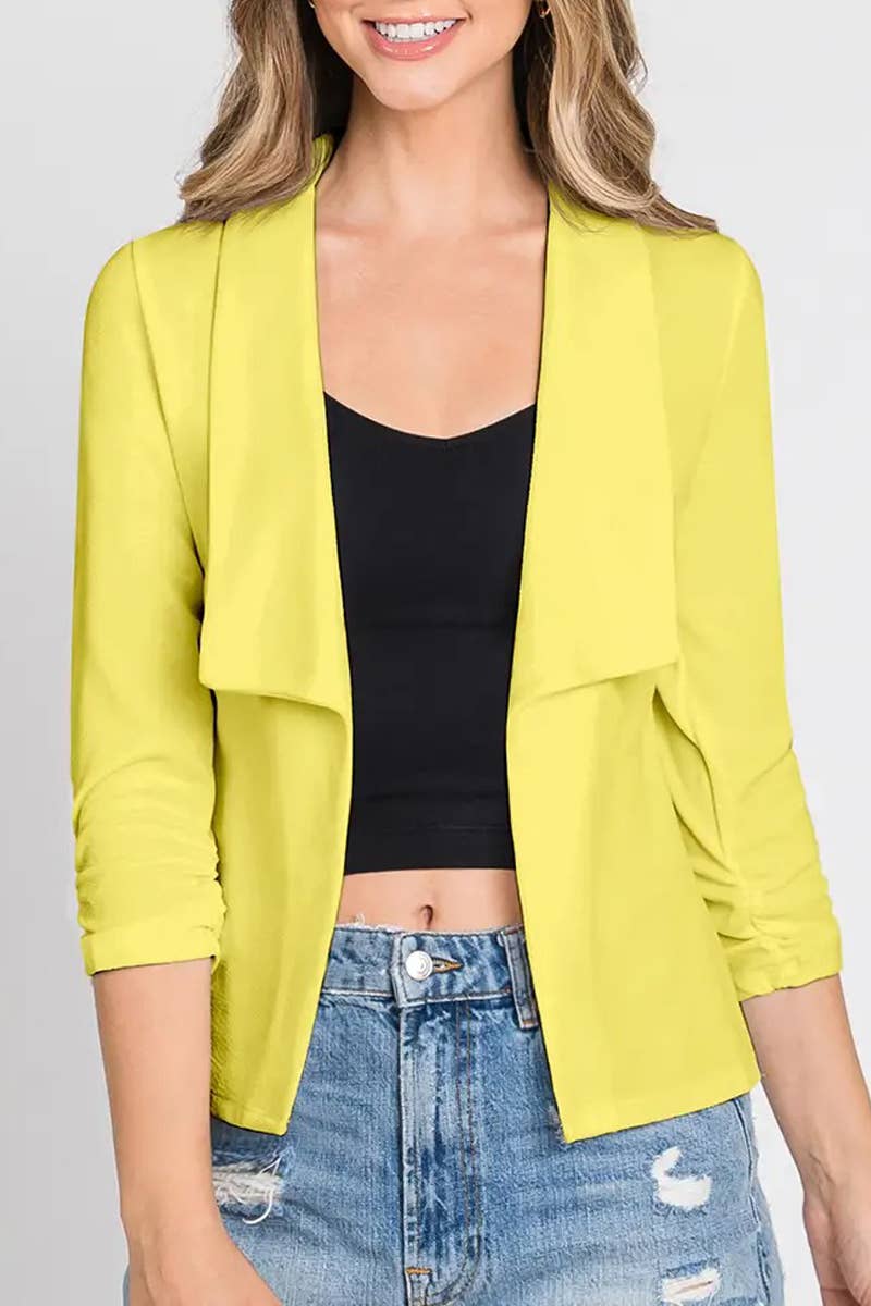 Women’s Pleated 3/4 Sleeve Linen Blazer