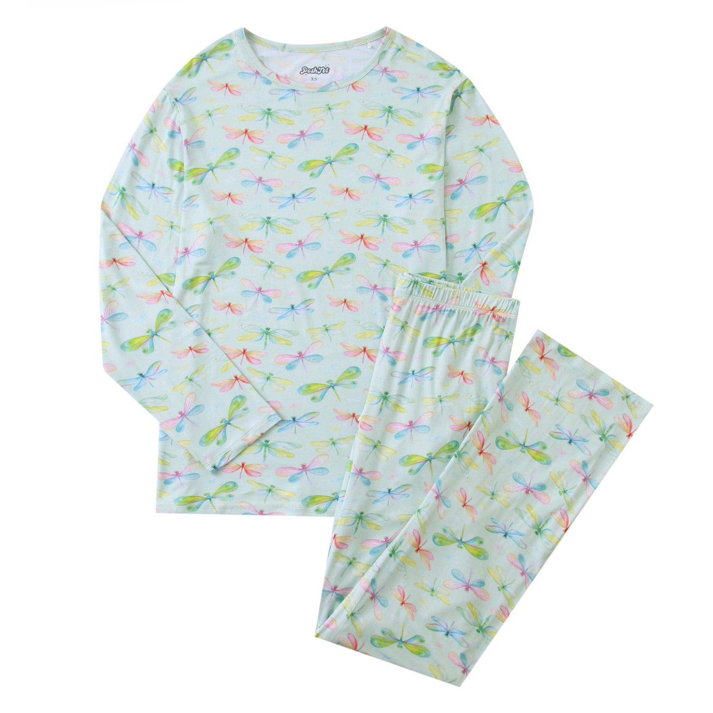 PoshTOT Dragonfly Bamboo Adult Two-Piece Long Sleeve Pajama Set