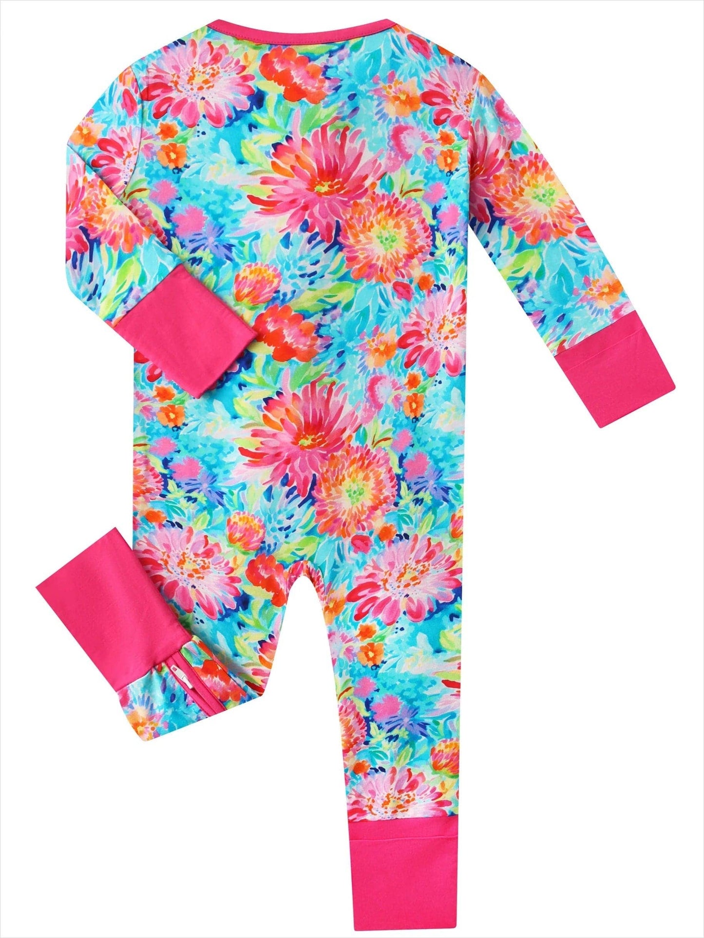Posh TOT Coral Garden Bamboo Baby Convertible Zippy Romper