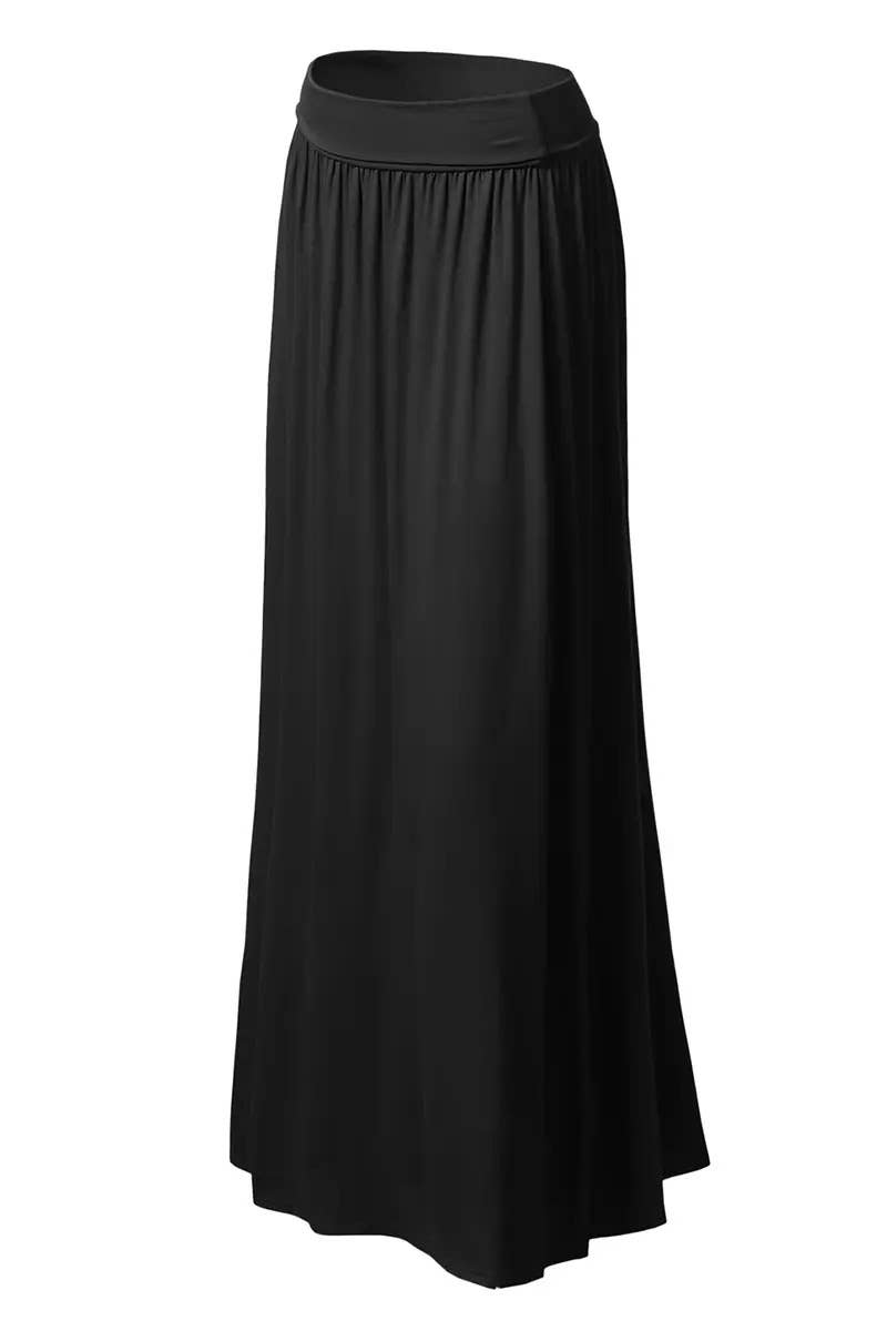 High Waist Pleated Elastic Maxi Skirt Women