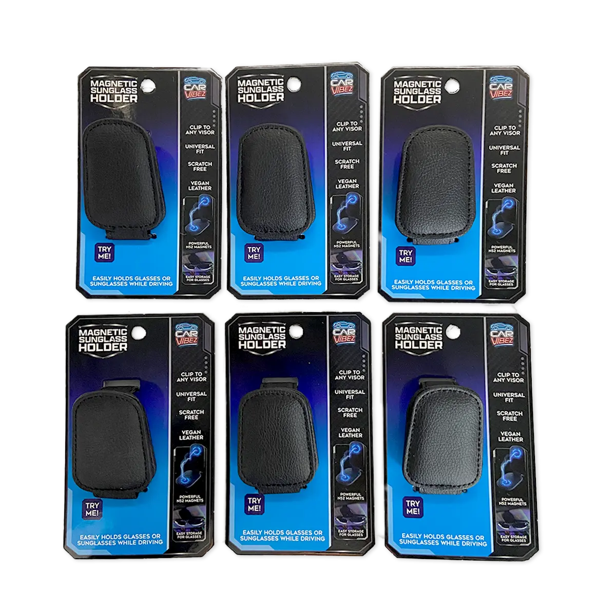 Car Vibez Magnetic Sunglasses Clip Holder - 6/Pack