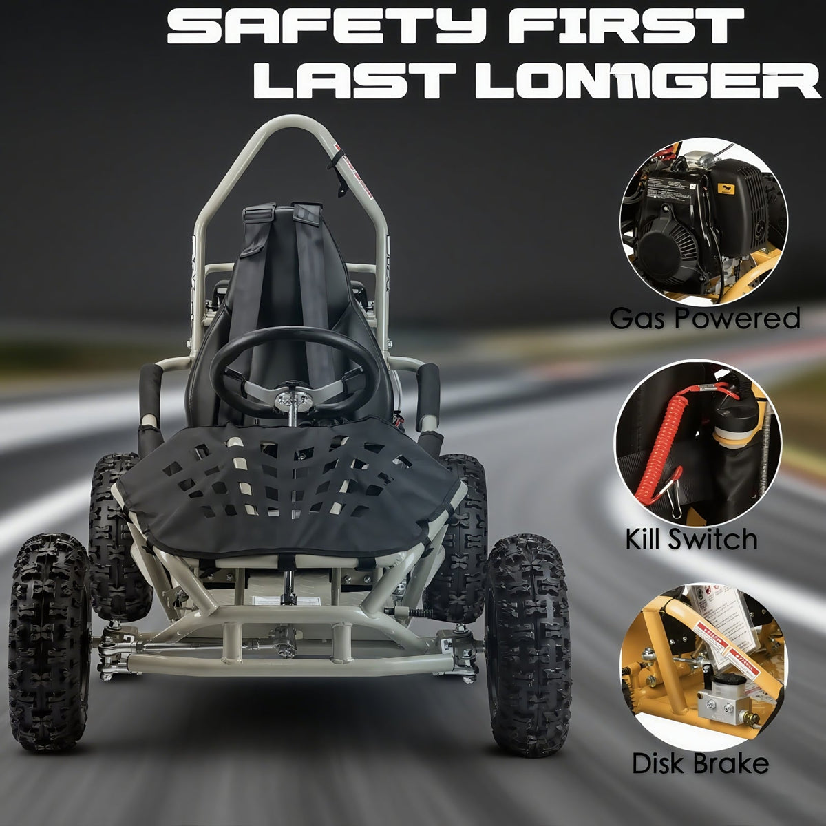SYX MOTO GK-49A 50cc 4-Stroke Gas Go Kart | Off-Road Mini Buggy for Teens