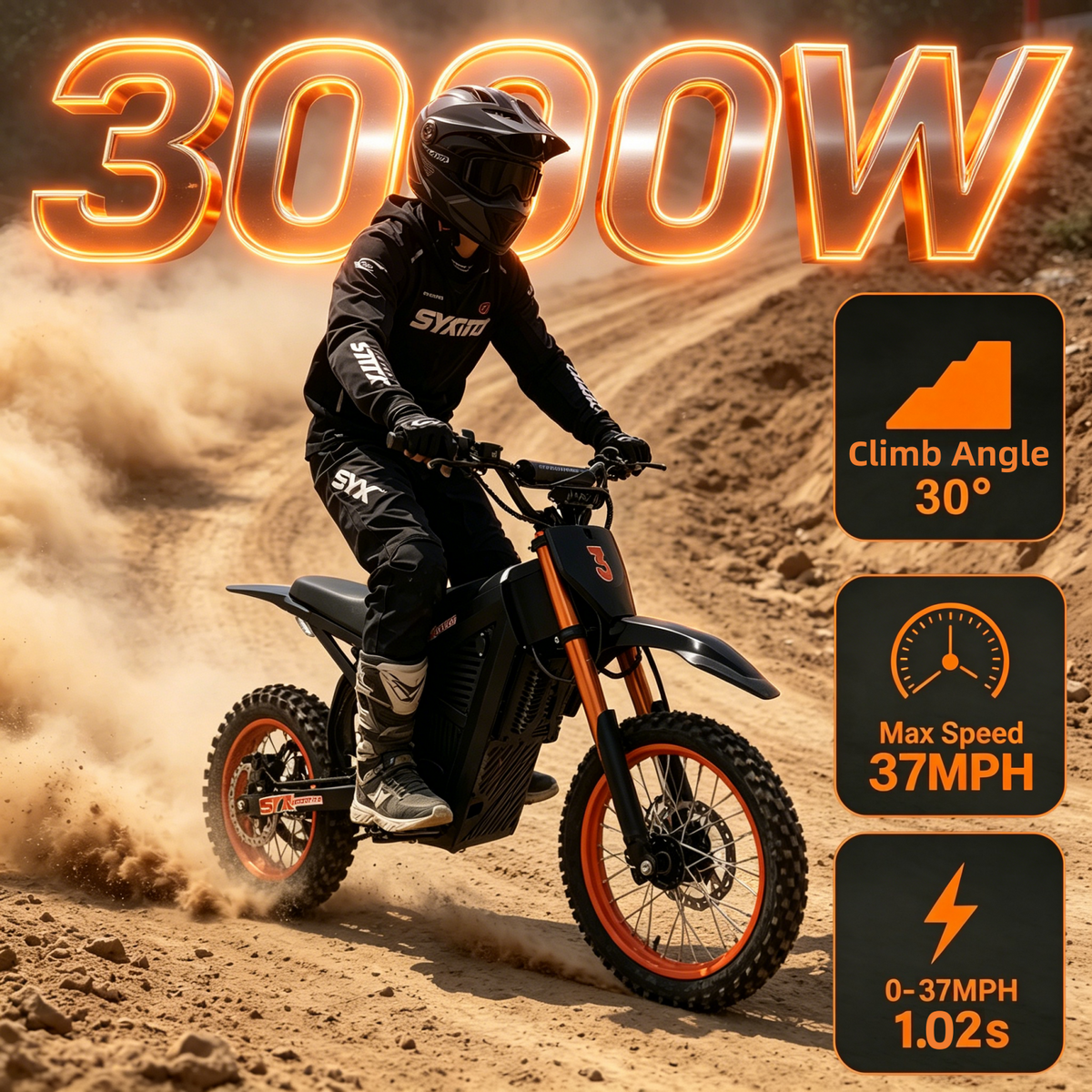 SYX MOTO ARC 3000W Electric Dirt Bike Off Road | 48V Mid-Drive Pro Trail Bike