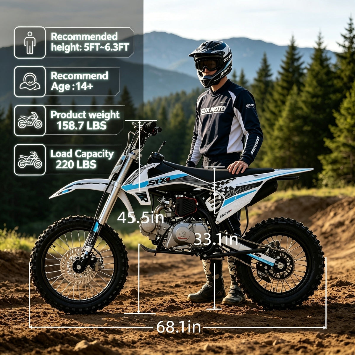 SYX MOTO K1 125cc Dirt Bike | 4-Stroke Off-Road Pit Bike for Teens & Adults