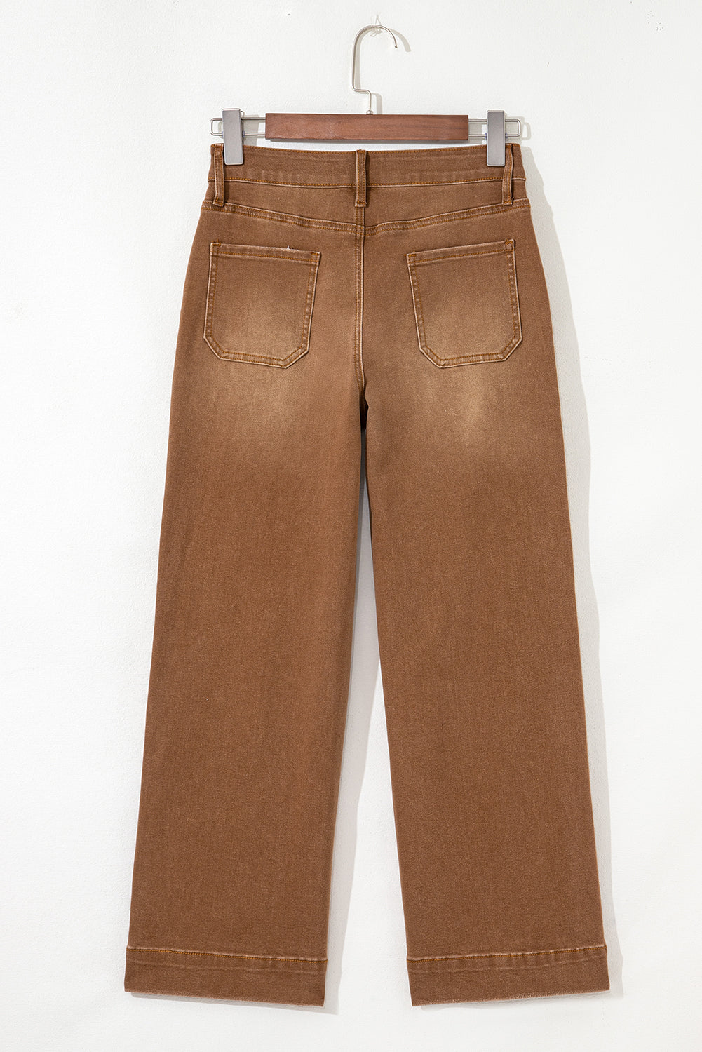 Sky Blue Cropped High Rise Wide Leg Jeans