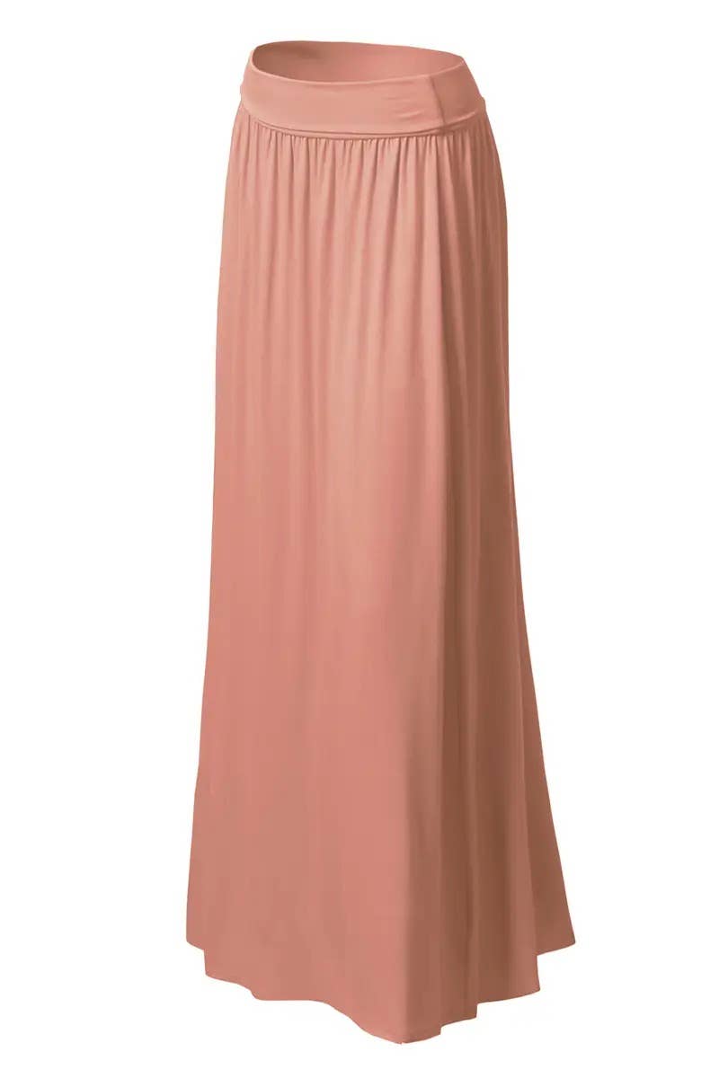 High Waist Pleated Elastic Maxi Skirt Women