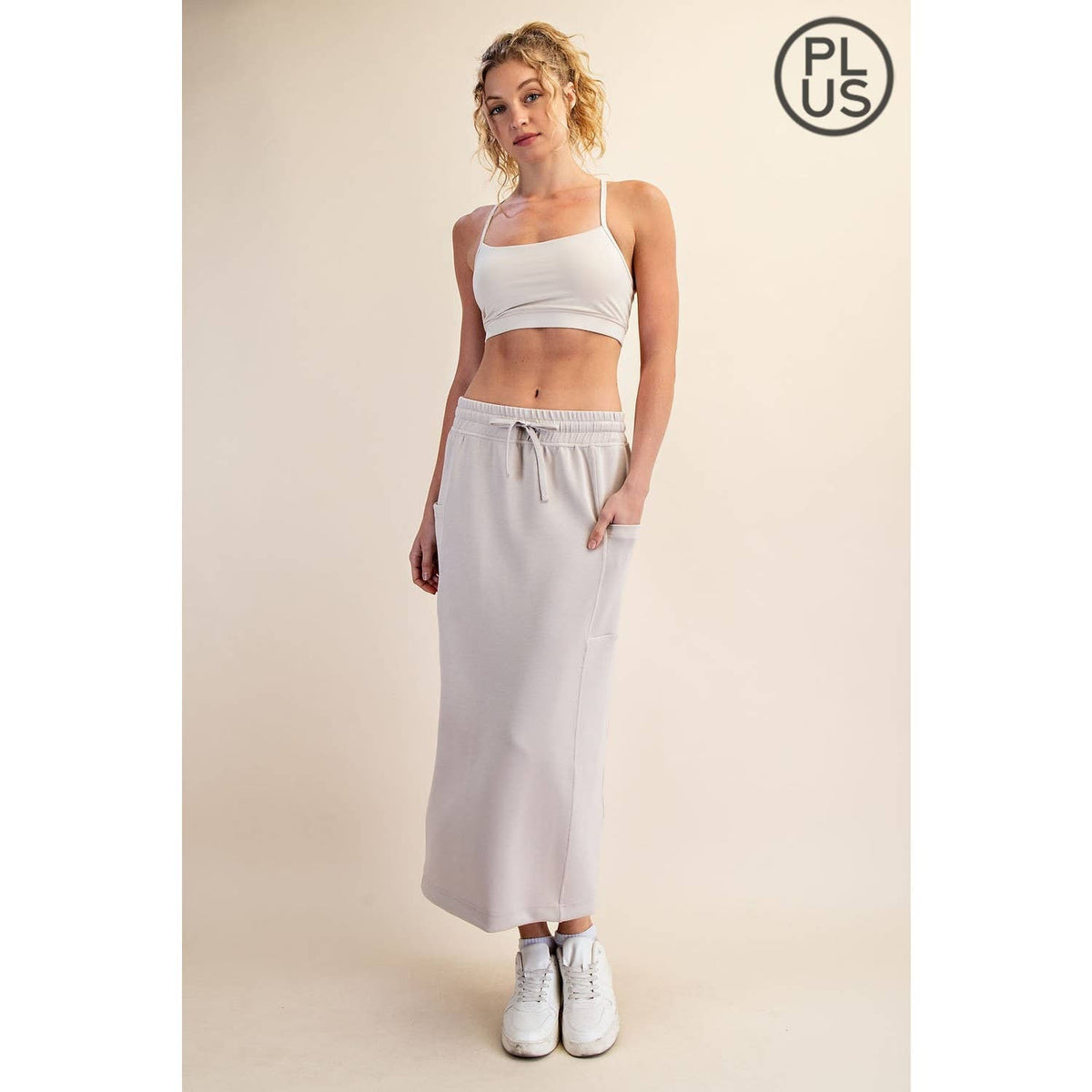 PLUS SIZE MODAL SCUBA LONG SKIRT