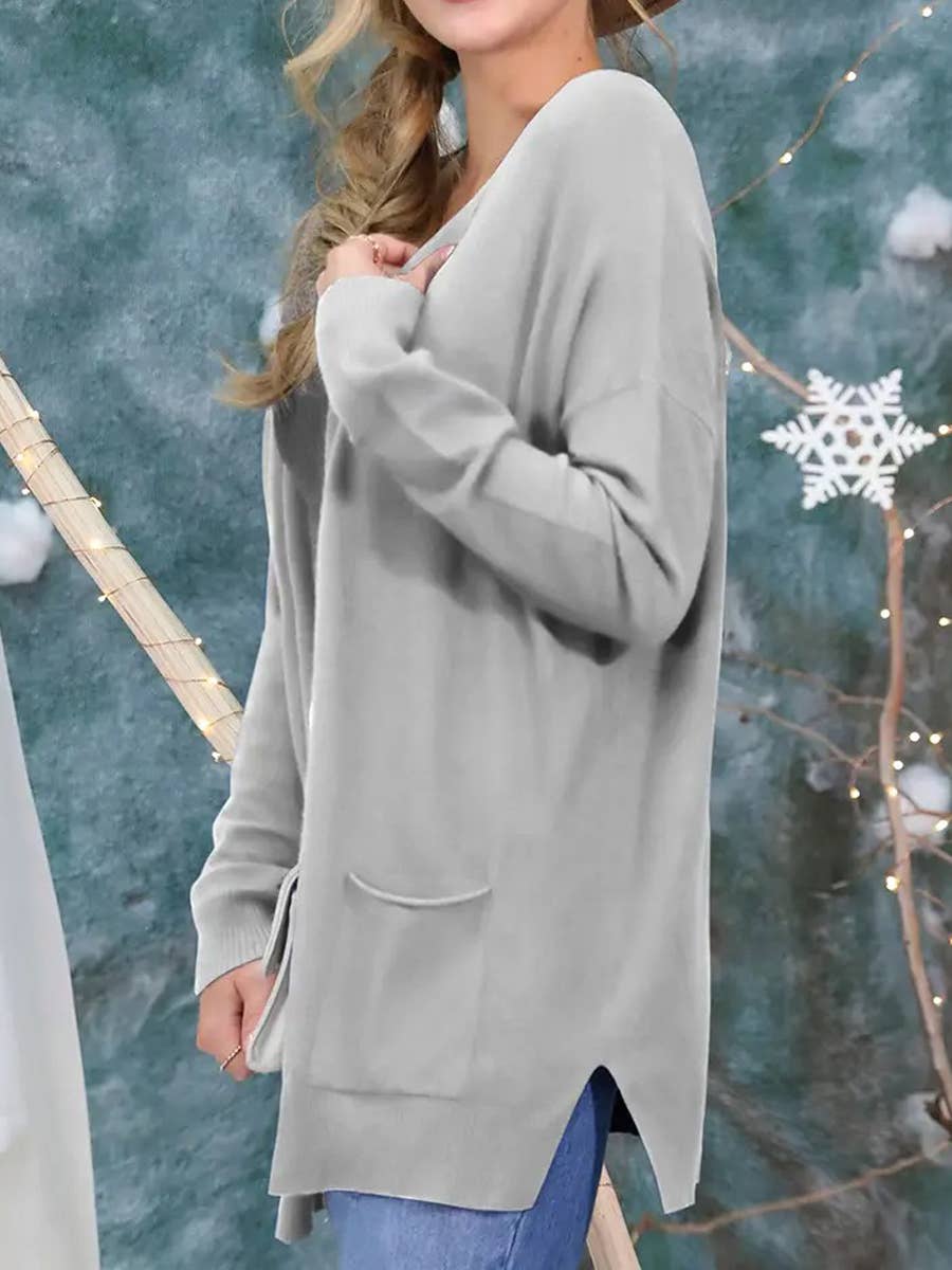 Long Open Front Knit Cardigan Cozy Wrap-Style