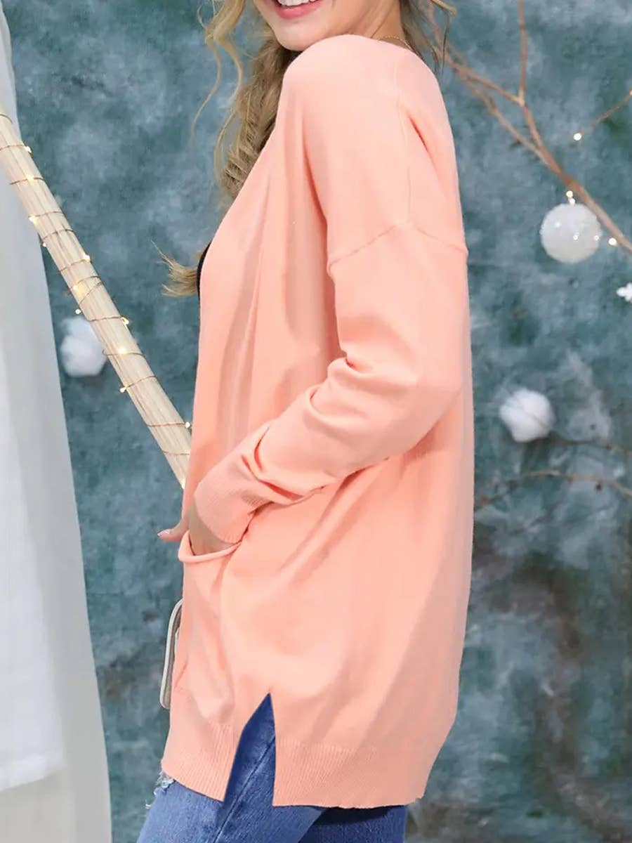 Long Open Front Knit Cardigan Cozy Wrap-Style
