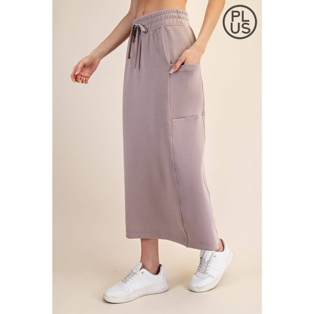 PLUS SIZE MODAL SCUBA LONG SKIRT