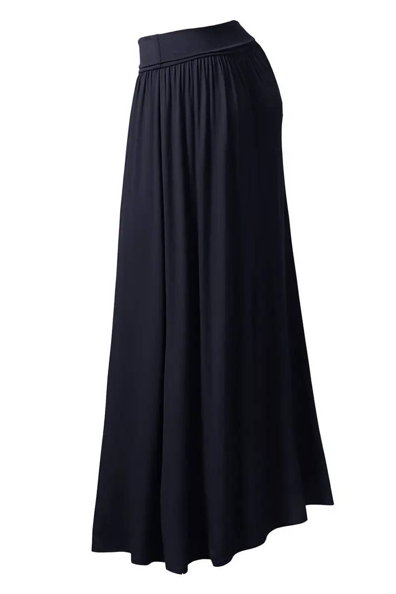 High Waist Pleated Elastic Maxi Skirt Women