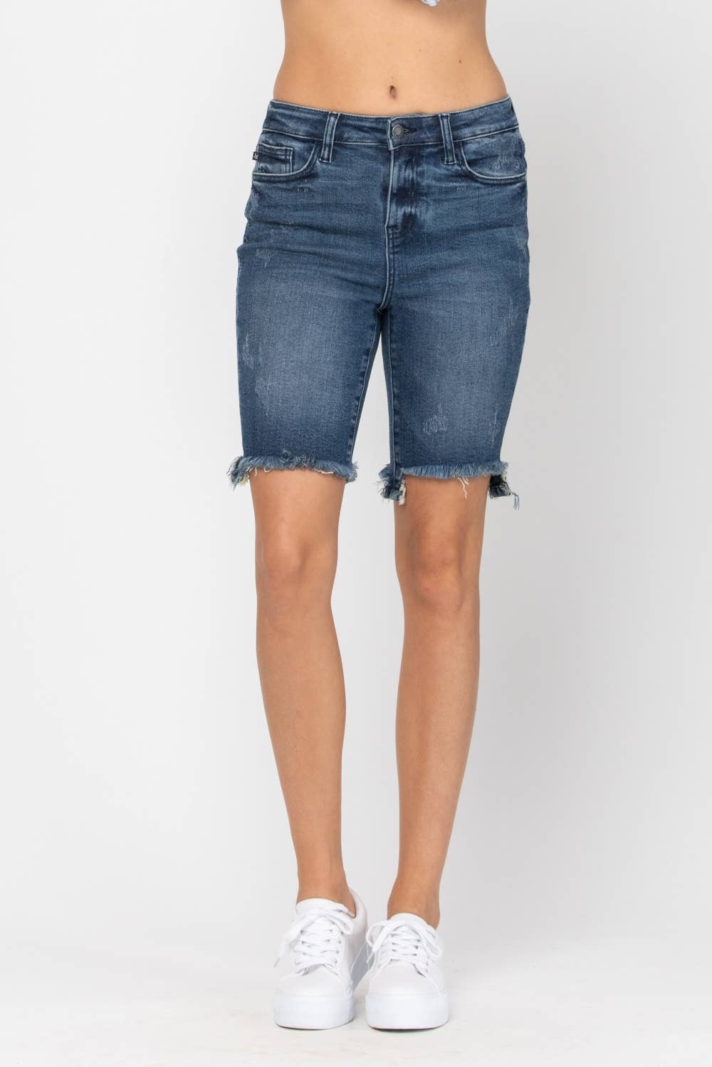 High Rise Cut Off Bermuda Shorts (XL Only)