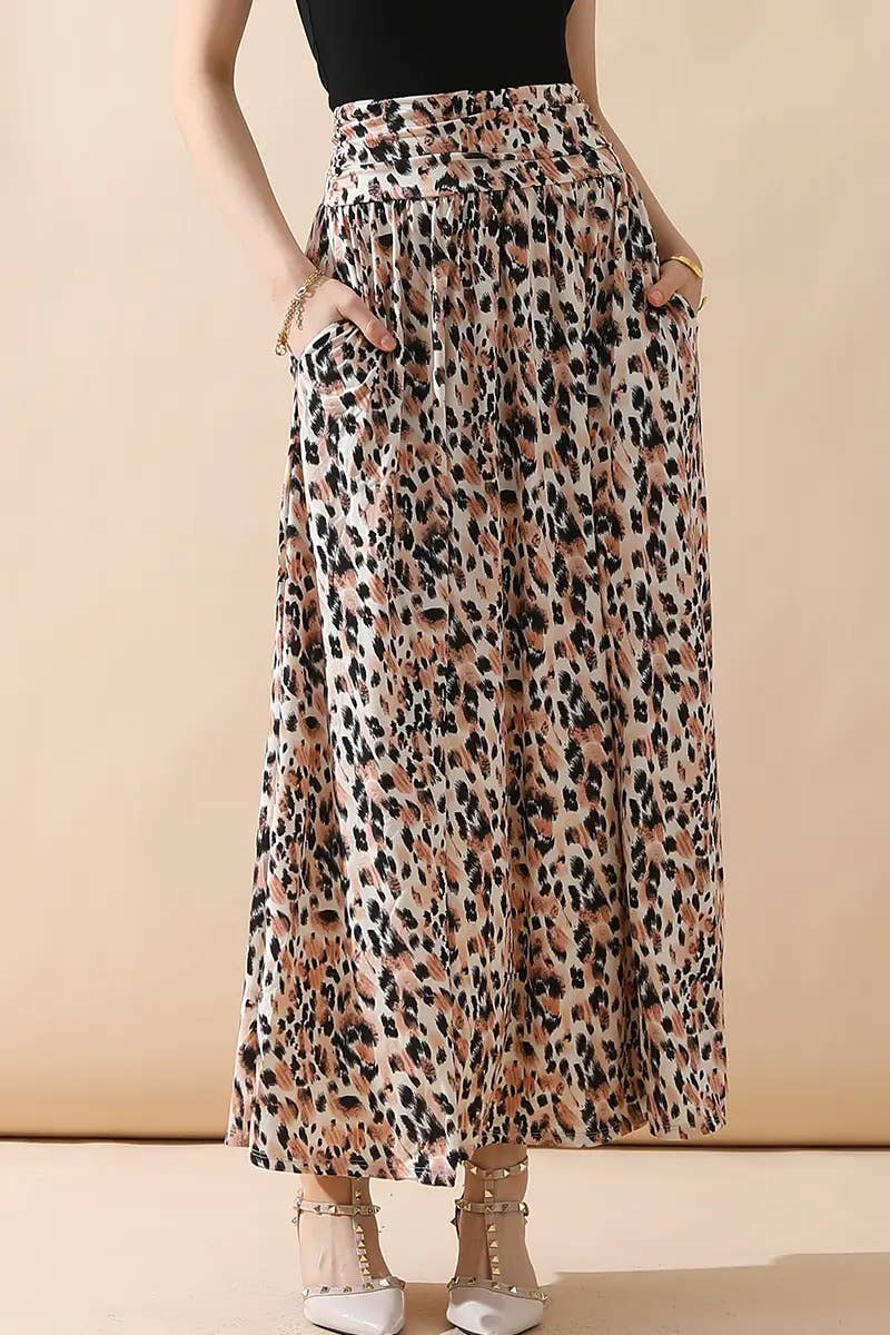 Women’s High-Waist Drawstring A-Line Maxi