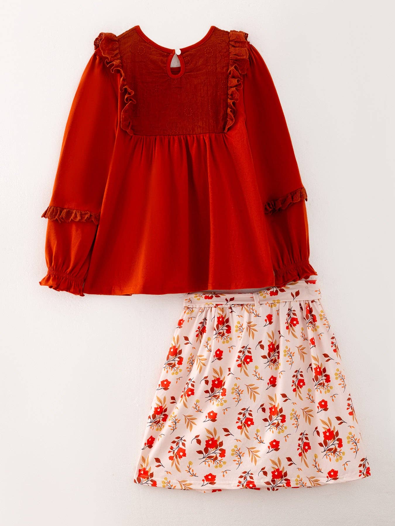 Fall Girls Red Outfits Set