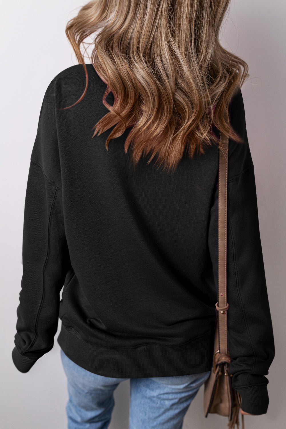 Black Kangaroo Pocket Loose Fit Drop Shoulder Sweatshirt
