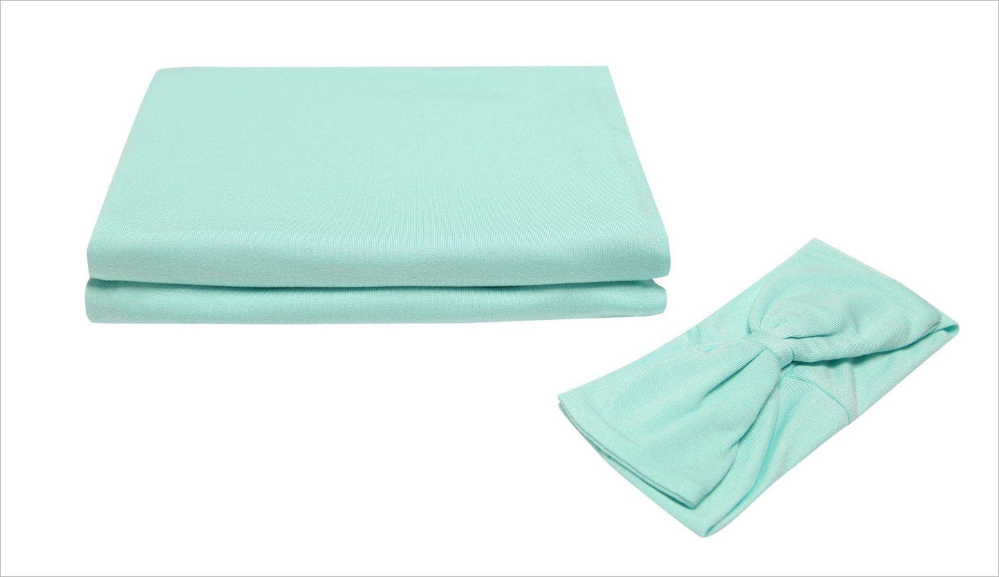 PoshTOT Green Swaddle With Headband Set