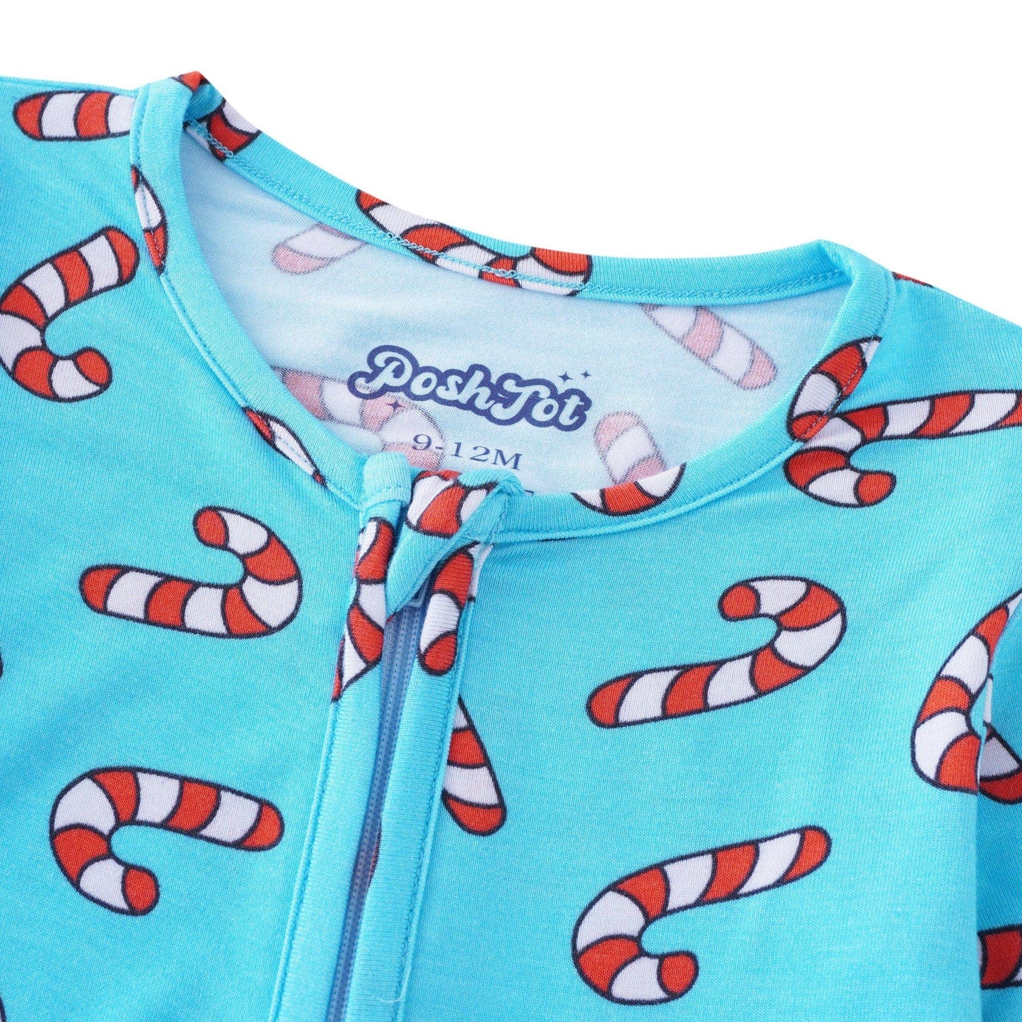 PoshTOT Candy Cane Bamboo Baby Convertible Zippy Romper
