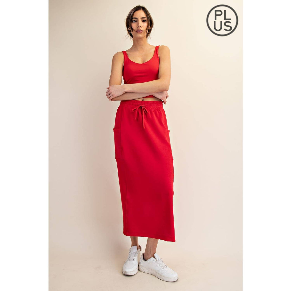 PLUS SIZE MODAL SCUBA LONG SKIRT