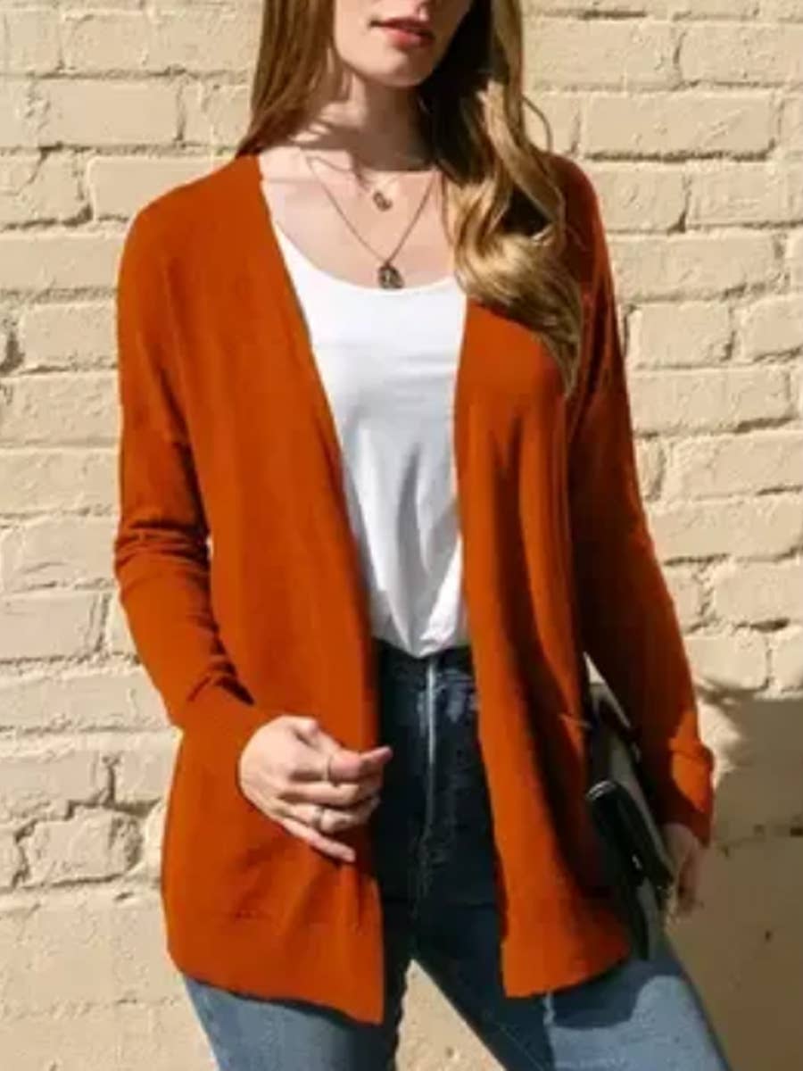 Long Open Front Knit Cardigan Cozy Wrap-Style