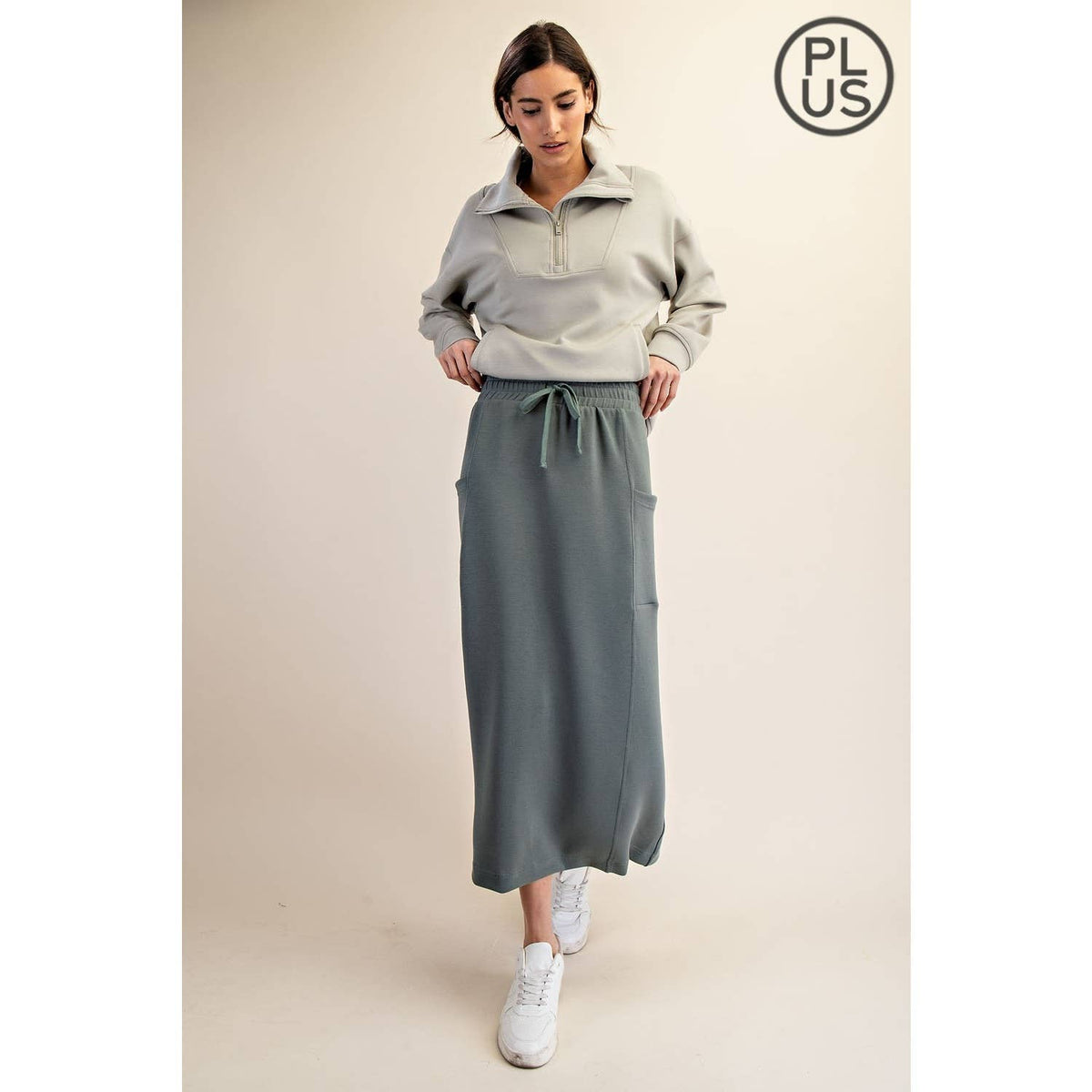 PLUS SIZE MODAL SCUBA LONG SKIRT