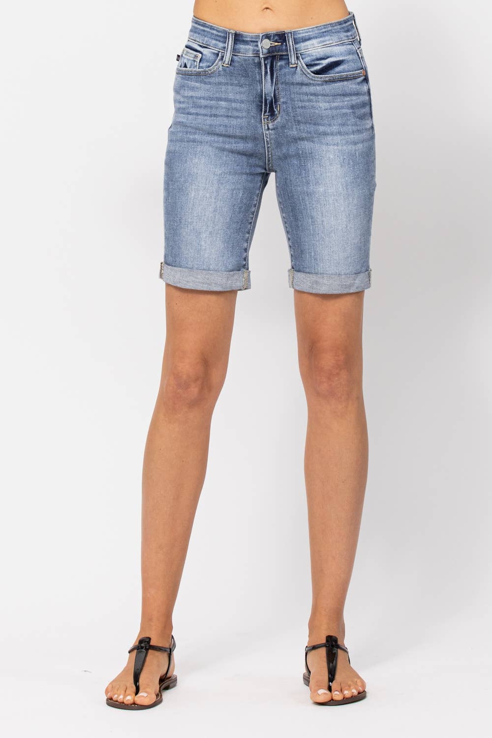 Hi-Rise Cuffed Bermuda Shorts (XL Only)