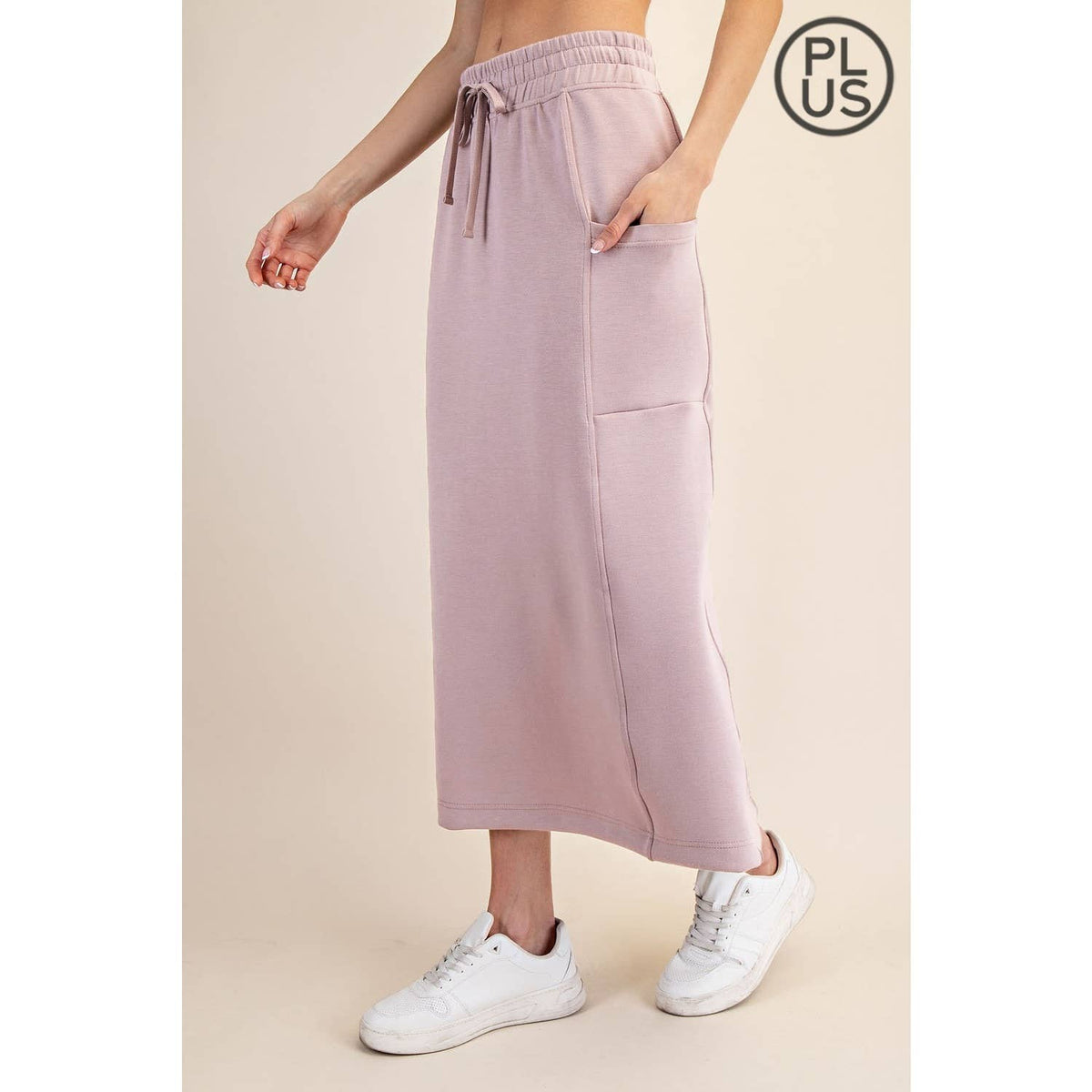 PLUS SIZE MODAL SCUBA LONG SKIRT