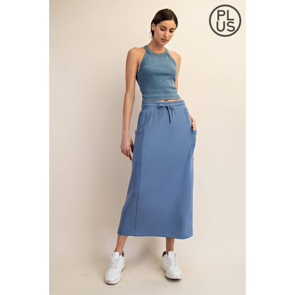 PLUS SIZE MODAL SCUBA LONG SKIRT