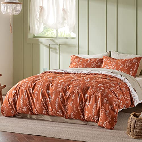 Bedsure Queen Comforter Set - Dark Purple Bed Set, 3 Pieces Cute Floral Bedding, 1 Soft Reversible Botanical Flowers Comforter and 2 Pillow Shams