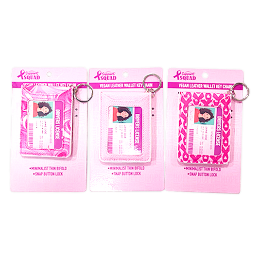 Vegan Leather Keychain Wallet PINK BCA Assortment- 4/Pack