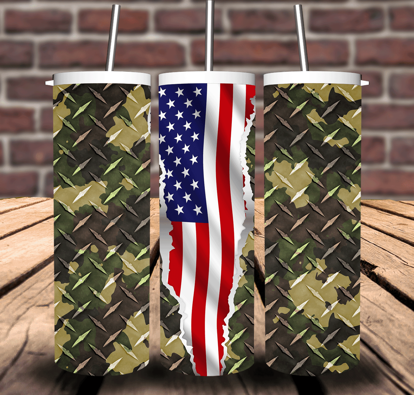 American Flag Camo Metal Sublimation Tumbler 20oz 30oz