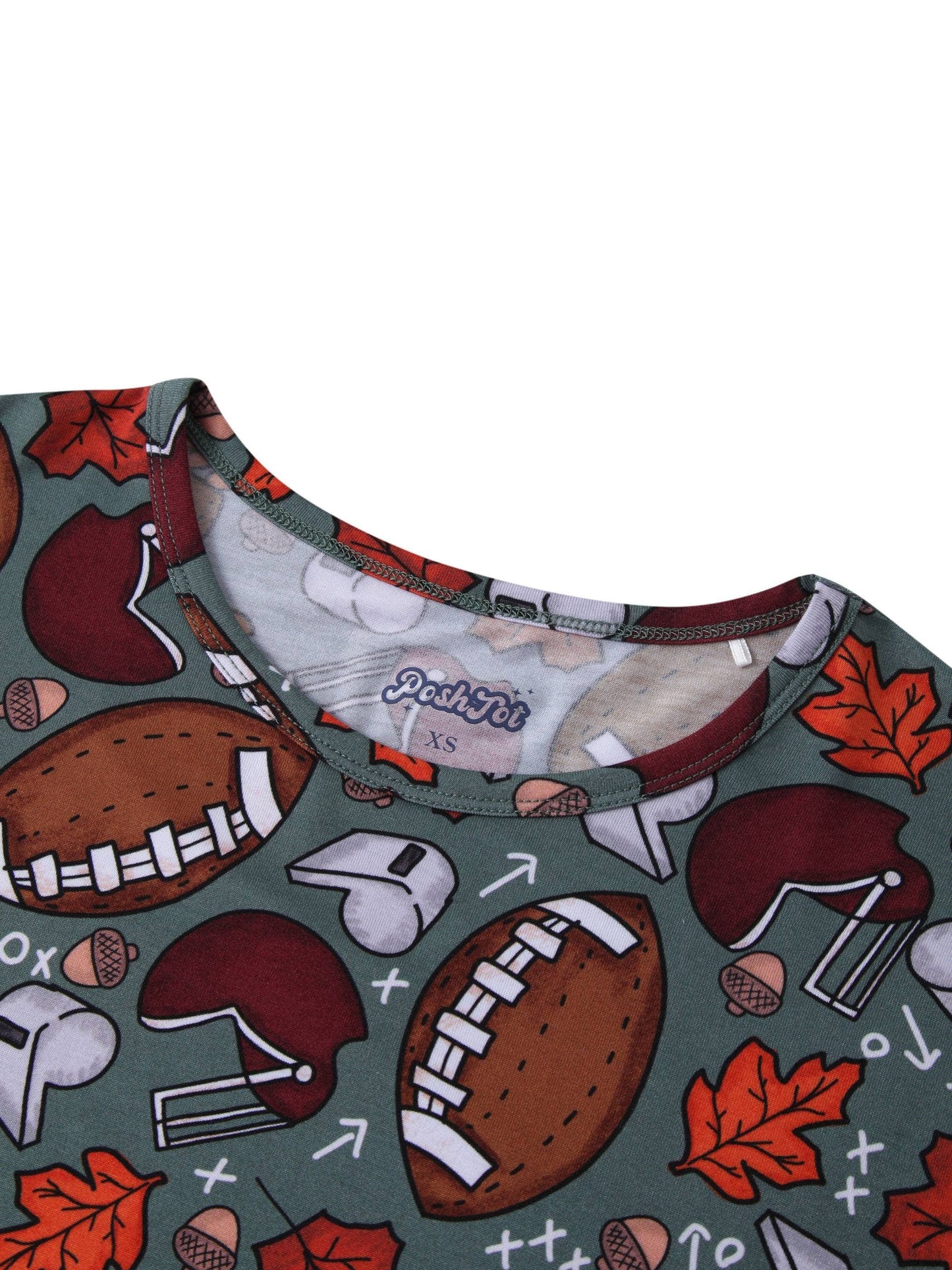 PoshTOT Football Bamboo Adult Two-Piece Long Sleeve Pajama Set