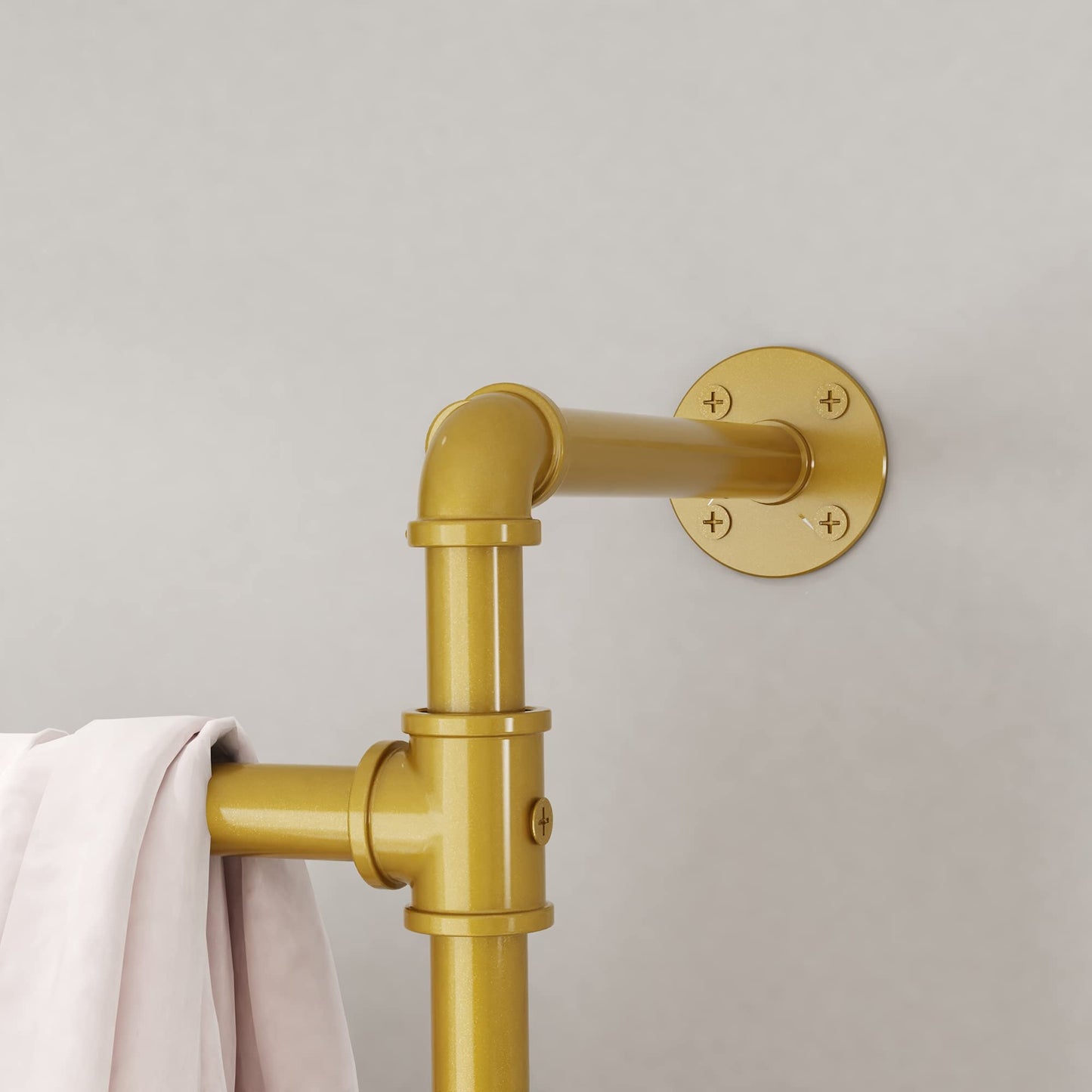Industrial Pipe Clothing Rack Wall Mounted Clothes Rack Heavy Duty Closet Rod for Retail, Laundry Room, Bedroom