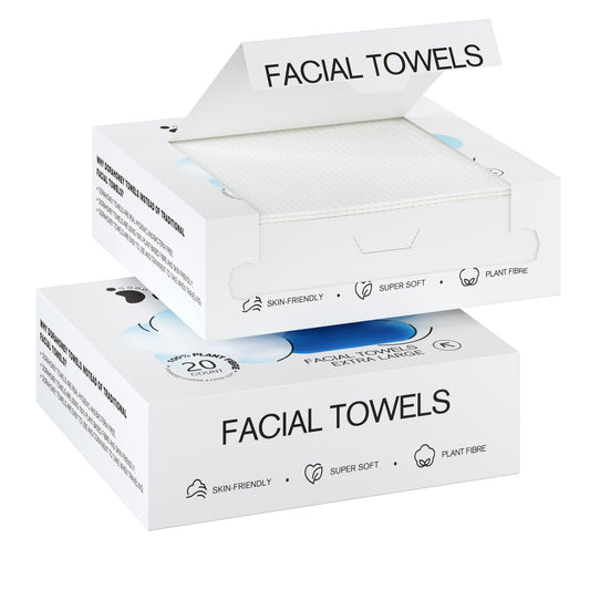 Disposable Face Towels, 12"×12" Extra Large Face Towelettes, Ultra Soft Facial Towels for Sensitive Skin, Makeup Remover Dry Wipes, 110 Count (2 Packs of 55)