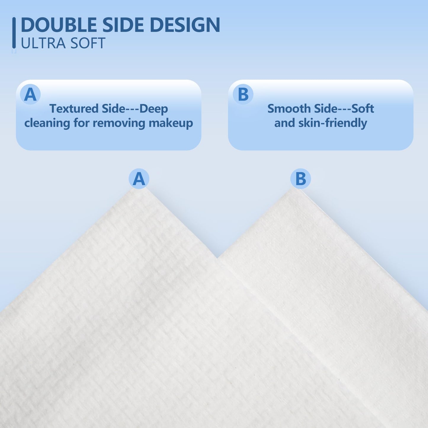 Disposable Face Towels, 12"×12" Extra Large Face Towelettes, Ultra Soft Facial Towels for Sensitive Skin, Makeup Remover Dry Wipes, 110 Count (2 Packs of 55)