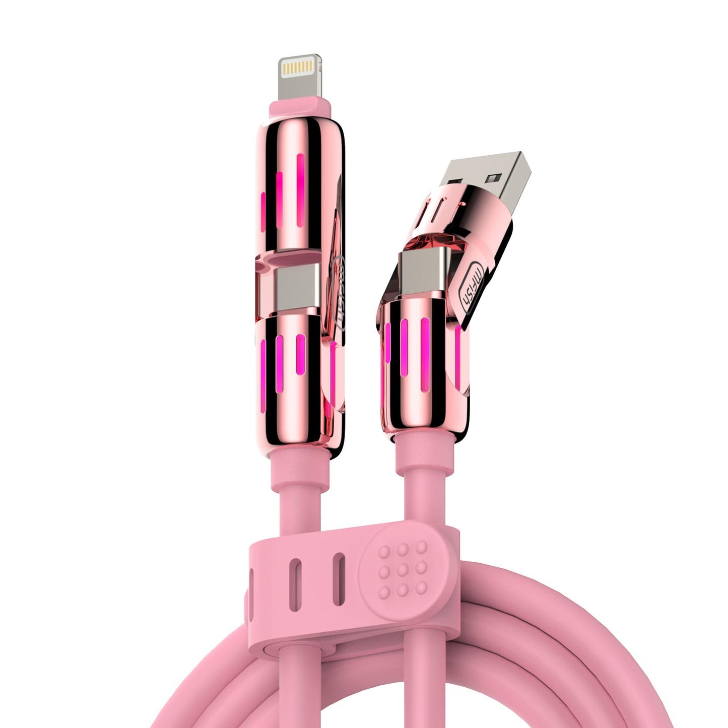 4-in-1 Universal Multi USB Charging Cable – 240W Max Fast Charger Cord with Multiple Connectors for iPhone 16/15/14/13, iPad, Samsung, MacBook, Tablets & More (Rich Black, 6.6Ft)