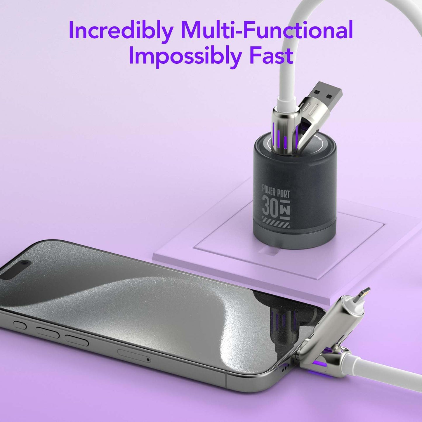4-in-1 Universal Multi USB Charging Cable – 240W Max Fast Charger Cord with Multiple Connectors for iPhone 16/15/14/13, iPad, Samsung, MacBook, Tablets & More (Rich Black, 6.6Ft)