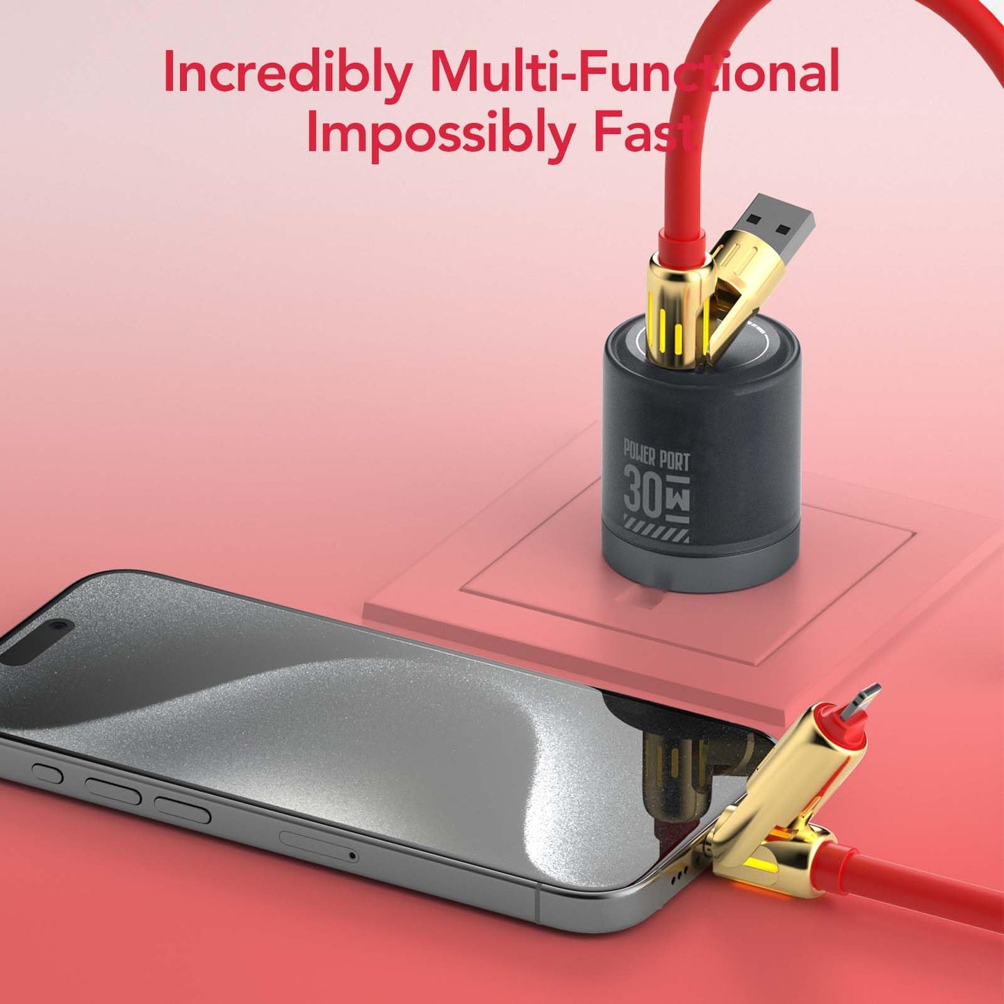 4-in-1 Universal Multi USB Charging Cable – 240W Max Fast Charger Cord with Multiple Connectors for iPhone 16/15/14/13, iPad, Samsung, MacBook, Tablets & More (Rich Black, 6.6Ft)