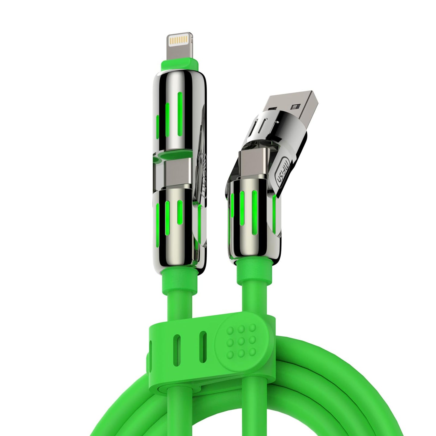 4-in-1 Universal Multi USB Charging Cable – 240W Max Fast Charger Cord with Multiple Connectors for iPhone 16/15/14/13, iPad, Samsung, MacBook, Tablets & More (Rich Black, 6.6Ft)