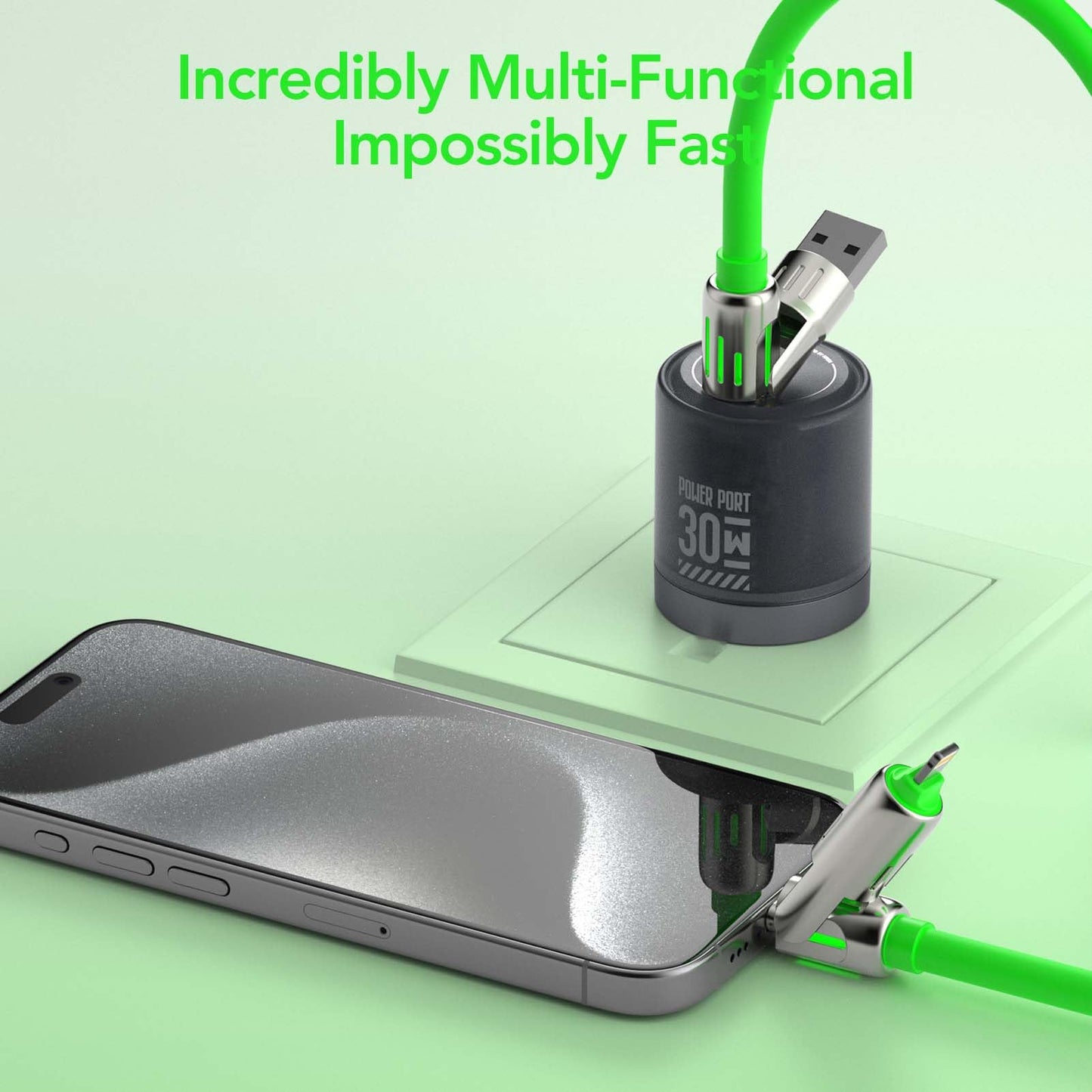 4-in-1 Universal Multi USB Charging Cable – 240W Max Fast Charger Cord with Multiple Connectors for iPhone 16/15/14/13, iPad, Samsung, MacBook, Tablets & More (Rich Black, 6.6Ft)