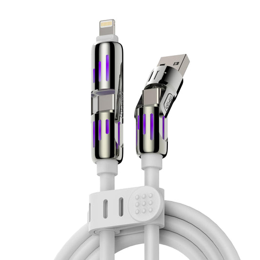 4-in-1 Universal Multi USB Charging Cable – 240W Max Fast Charger Cord with Multiple Connectors for iPhone 16/15/14/13, iPad, Samsung, MacBook, Tablets & More (Rich Black, 6.6Ft)