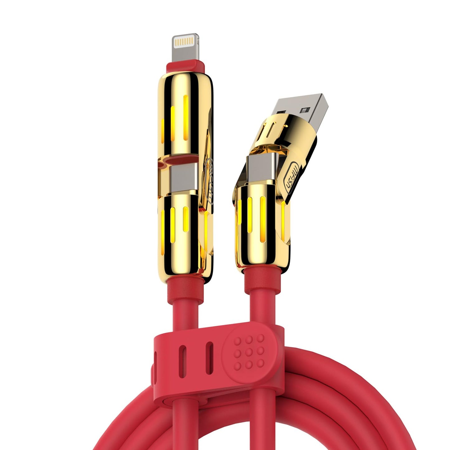4-in-1 Universal Multi USB Charging Cable – 240W Max Fast Charger Cord with Multiple Connectors for iPhone 16/15/14/13, iPad, Samsung, MacBook, Tablets & More (Rich Black, 6.6Ft)