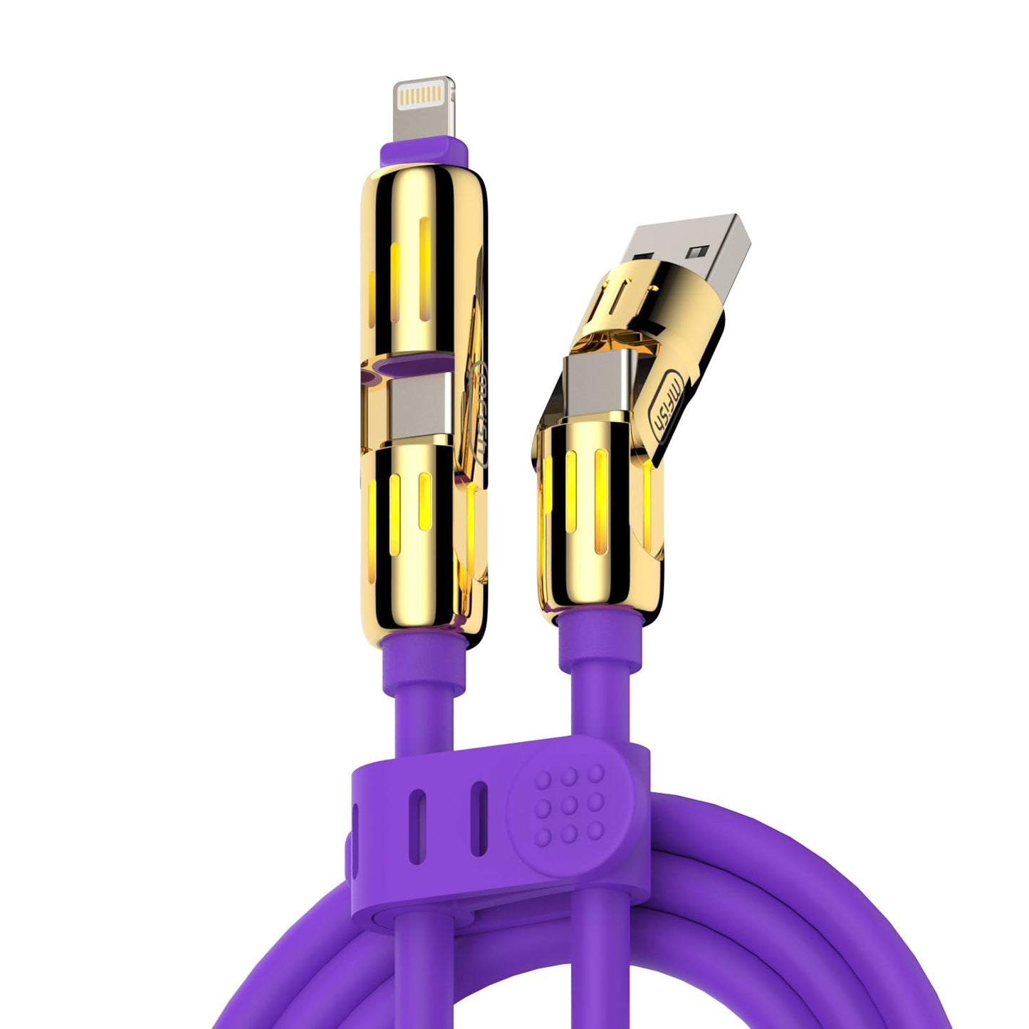 4-in-1 Universal Multi USB Charging Cable – 240W Max Fast Charger Cord with Multiple Connectors for iPhone 16/15/14/13, iPad, Samsung, MacBook, Tablets & More (Rich Black, 6.6Ft)