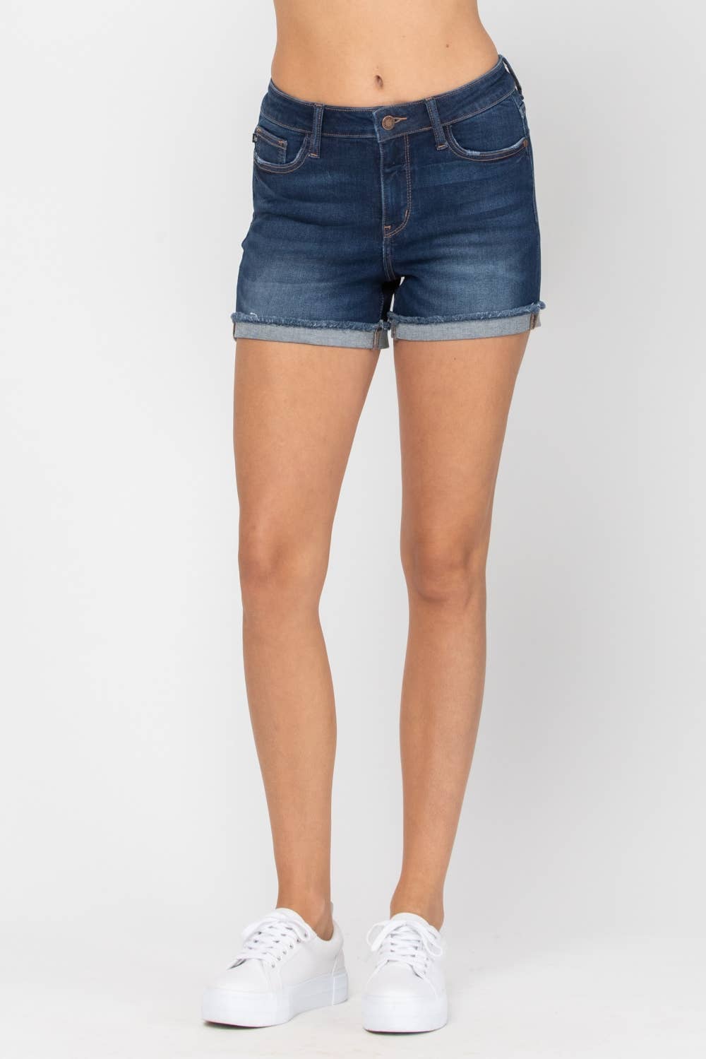 Mid-Rise Cuffed Hem Shorts (XL Only)