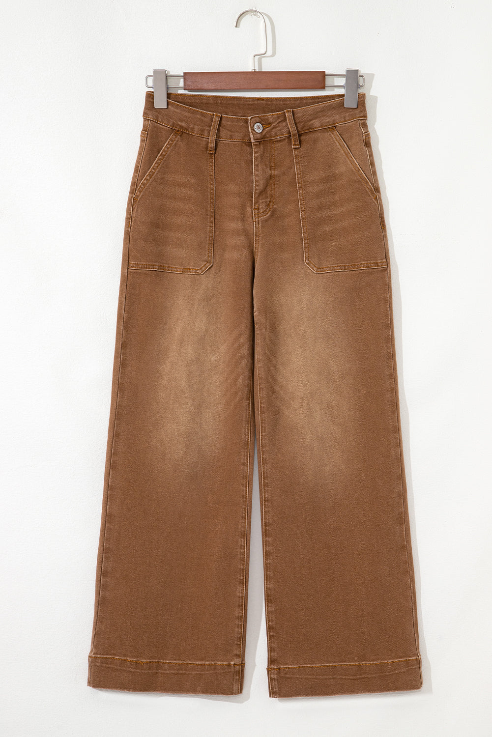 Sky Blue Cropped High Rise Wide Leg Jeans