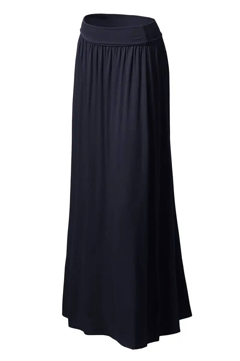 High Waist Pleated Elastic Maxi Skirt Women