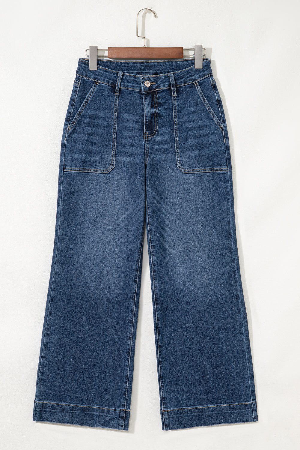 Sky Blue Cropped High Rise Wide Leg Jeans