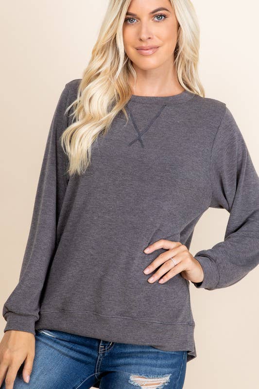 ETK-8192-PL Plus Size Solid French Terry Pullover