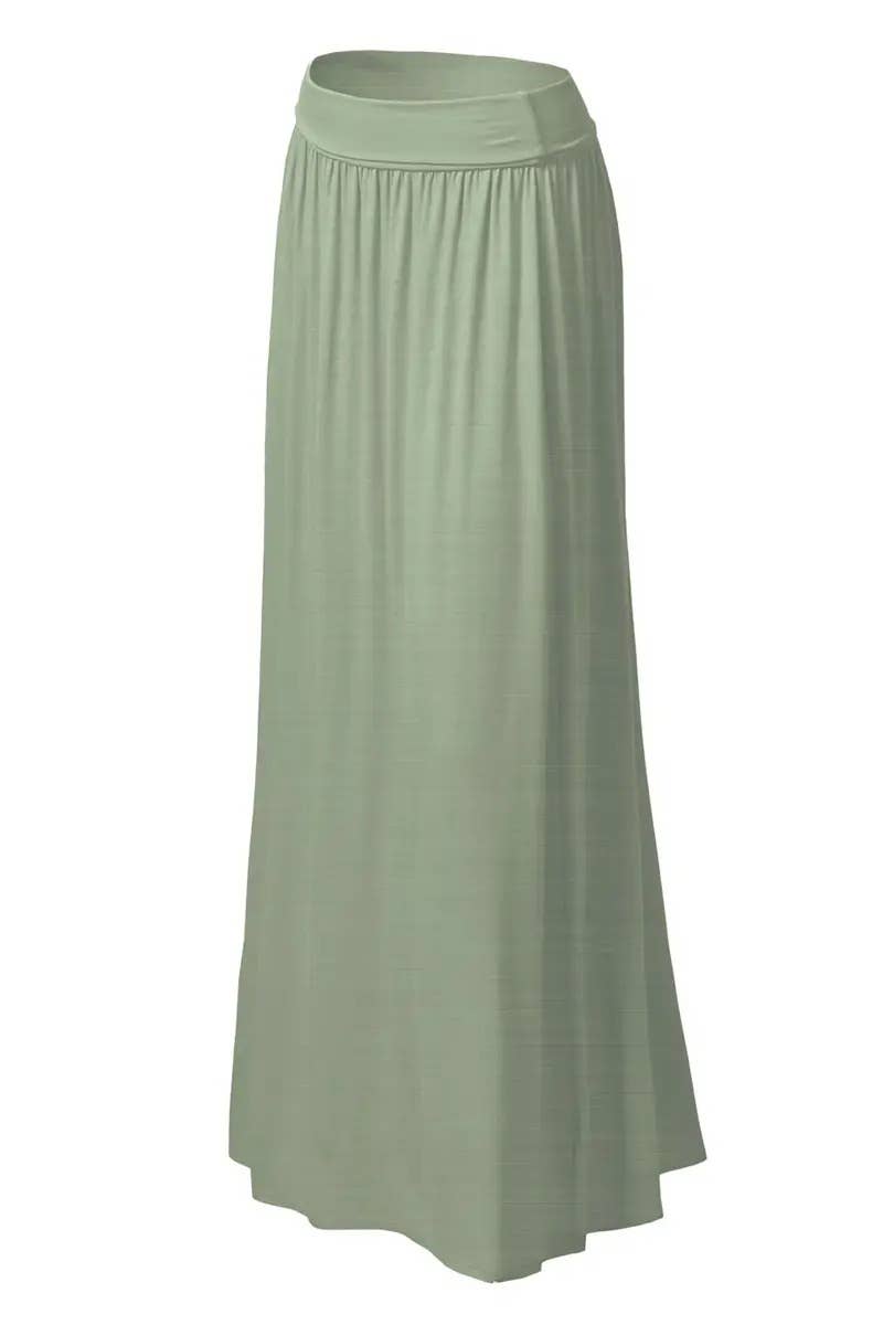 High Waist Pleated Elastic Maxi Skirt Women