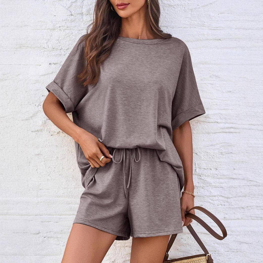 Women's Summer Casual Loose Short Sleeve T-Shirt Shorts Set